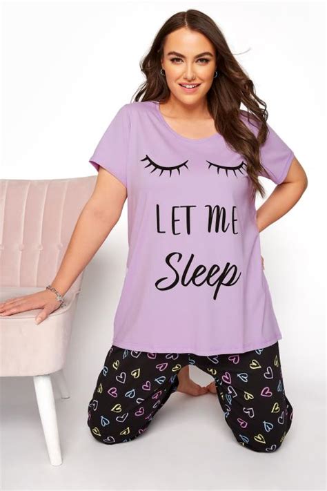 Purple Let Me Sleep Dipped Back Pyjama Top Yours Clothing