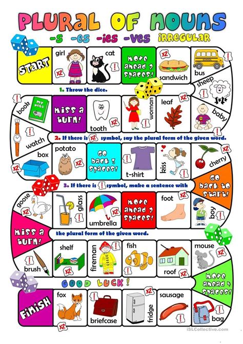 Plural Of Nouns Boardgame English Esl Worksheets For Distance