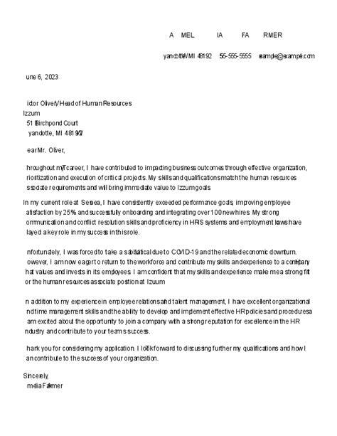 Professional Human Resources Cover Letter Examples