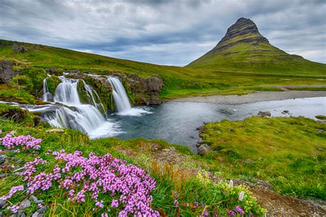 Kirkjufell Waterfall And Mountain Iceland Stock Photo Download Image