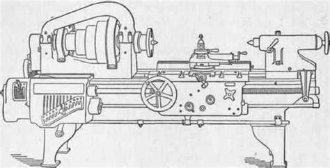 Line Drawing 24 Inch Swing Engine Lathe Built By The Hendey Machine Co