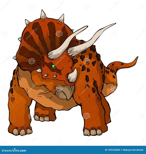 Isolated Illustration Of A Cartoon Triceratops Stock Vector