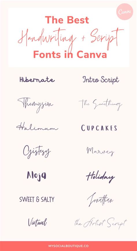 The Best Handwriting And Script Fonts In Canva For Any Type Of Lettering
