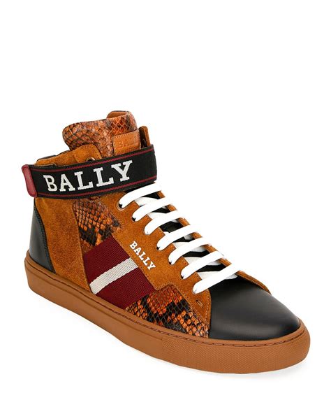 Lyst Bally Mens Heros Snake Trim High Top Sneakers With Ankle Grip