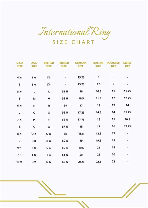 International Ring Size Chart Template In Illustrator Pdf Download