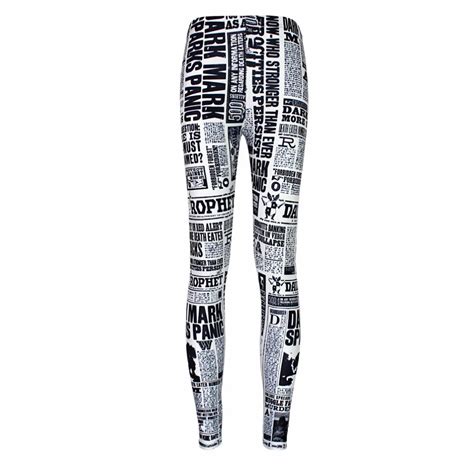 retro newspaper digital printing leggings pencil women fashion sexy leggings high waist