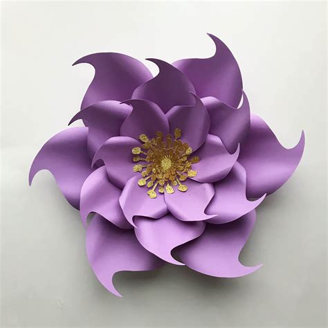 Pdf Petal 9 Paper Flowers Template With Base And Flat Center Digital