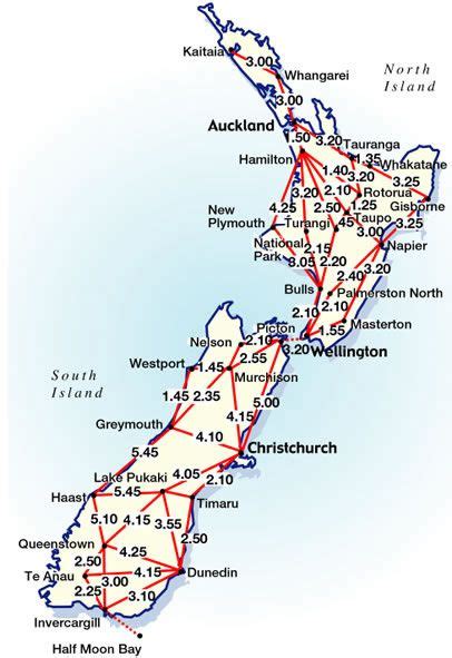 New Zealand Driving Distances Times Nz Highways Roads Motorways
