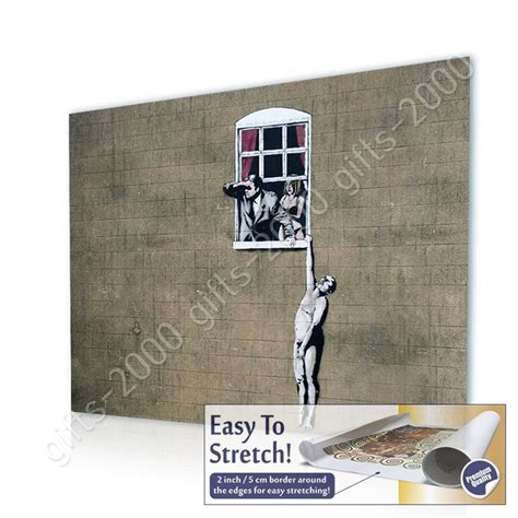 Naked Man Hanging From Window By Banksy Canvas Rolled Wall Art