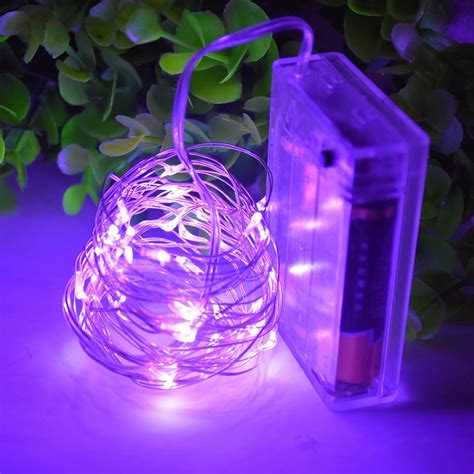 1x Purple 2m 20 Leds Battery Operated Mini Led Copper Wire String