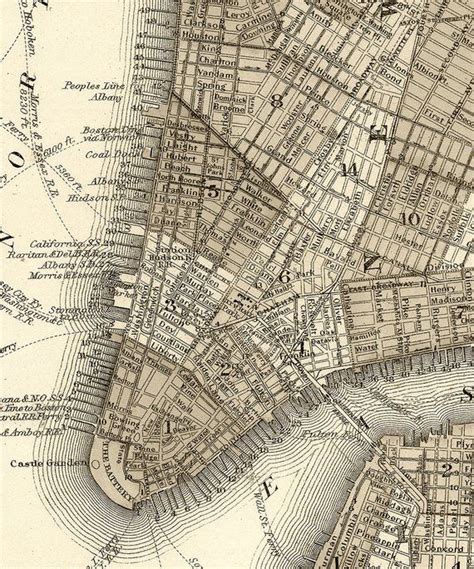 1873 Map Of New York City Etsy New York City Map Map Of New York