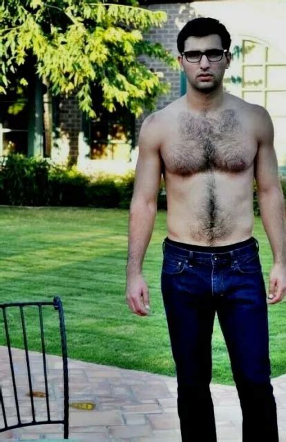 Shirtless Male Hairy Chest Abs Glasses Hunk Jeans Man Beefcake Photo