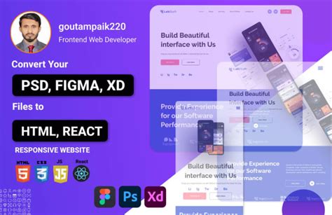 Convert Your Psd Figma Xd Pdf To Html Css Js React Responsive Website By Goutamai Fiverr