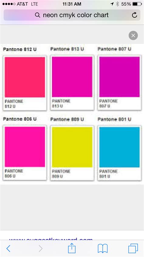 Neon Pantone Color Chart Rbg