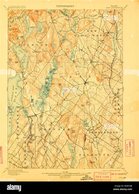 Maine Usgs Historical Map Gray 807512 1898 62500 Restoration Stock