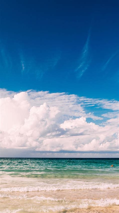 Sunny Day Clouds Calm Sea Beach 720x1280 Wallpaper Clouds