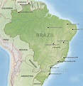Brazil mountains map - Mountains in Brazil map (South America - Americas)