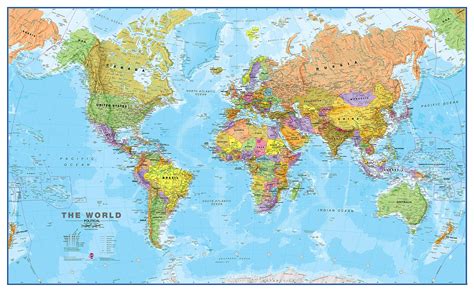 Political World Wall Map Rolled X Front Sheet Lamination Buy