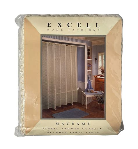 New Excell Home Fashions Natural Ivory Boho Macrame Fabric Shower