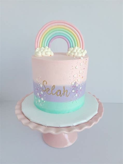 Pastel Rainbow Cake Ombre Cake In 2021 Rainbow Birthday Cake