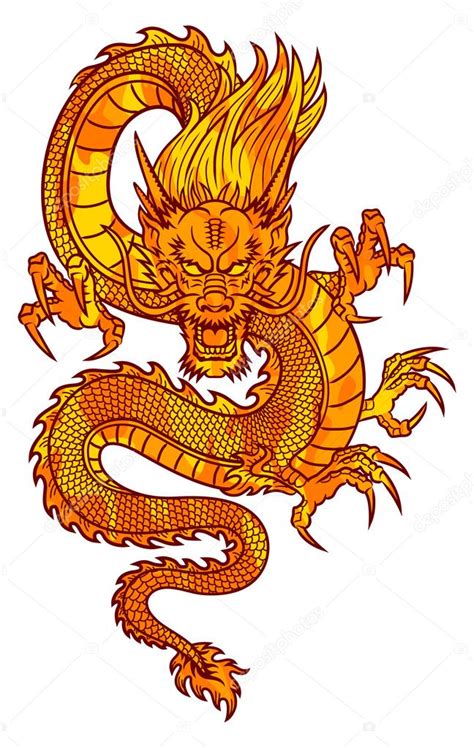 Fire Chinese Dragon ⬇ Vector Image By © Komissar008 Vector Stock 37463891