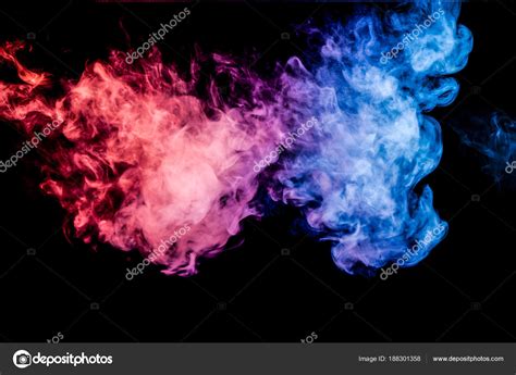 Thick Blue Red Colorful Smoke Black Isolated Background Background