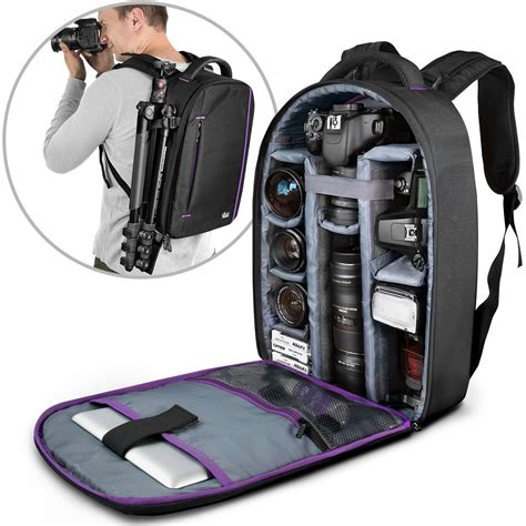 Camera Backpack With Laptop Case For Canon Nikon Sony Mirrorless And Dslr Camera Flash Light