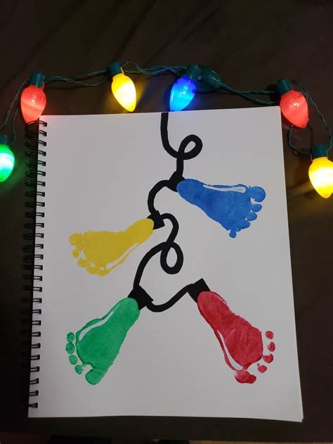 Christmas Light Footprints Baby Christmas Crafts Baby Art Crafts