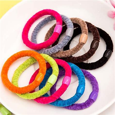10pcs 45cm Colorful Elastic Hair Bands Girl Hairband Gum Rubber Band