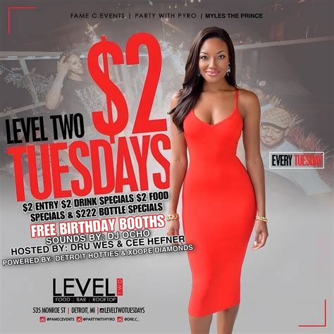 2 tuesdays level two ladies 2 till midnight w rsvp level two bar and rooftop detroit july