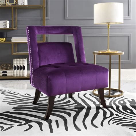 Looking for stylish modern accent chairs?the perfect living room chair for style and comfort. Inspired Home Dante Velvet Accent Chair Open Back Nailhead ...