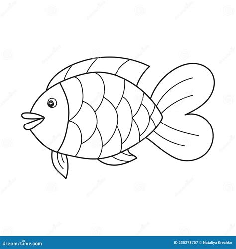 Simple Coloring Page Drawing Worksheet For Preschool Kids Fish Stock