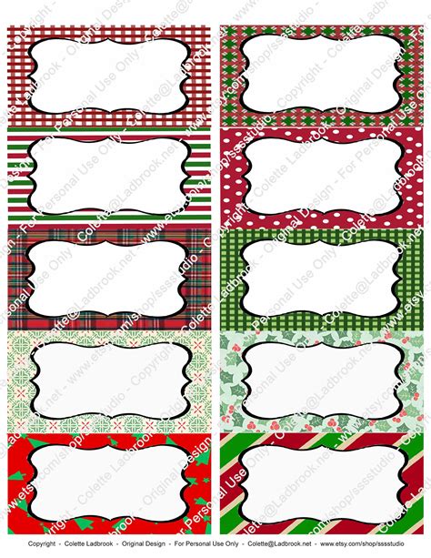 Christmas Labels Holiday Labels Printable Editable Holiday Etsy