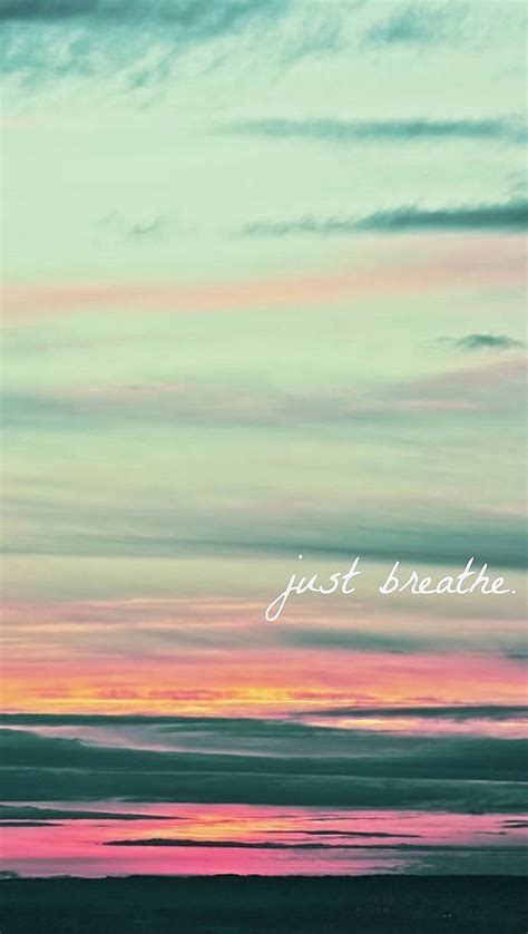 Download Breathing Quote Pink Gradient Sunset Wallpaper