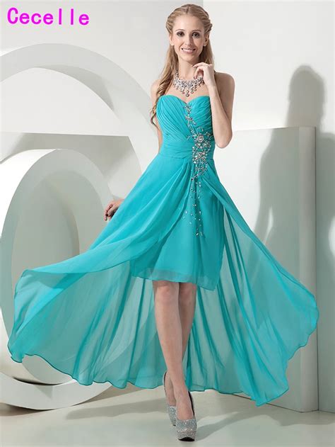 2019 Real High Low Bridesmaid Dresses Sweetheart Turquoise Short Front