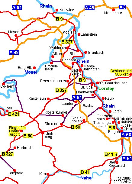 Map Of Germany Rhine River Valley Frankfurt Hahn Airport Cochem Hahn