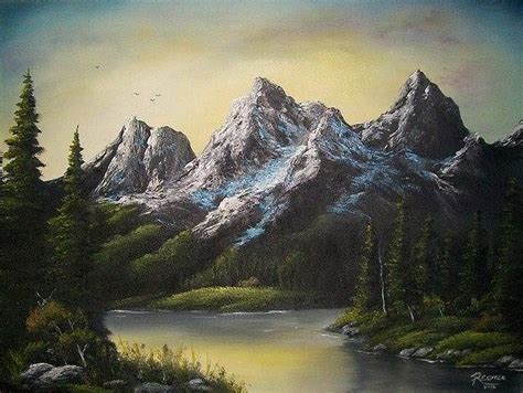 Mountain Sunset Painting By John Rowell Correa