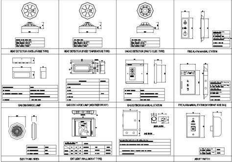 Autocad DWg File Given The Details Of Heat Detector Smoke Detector Fire Alarm Gas Extinguisher