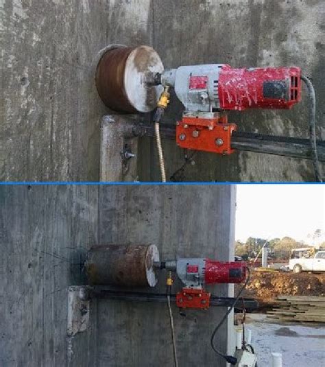 10 Inch Core Drill Hole In A Reinforced Concrete Foundation Wall