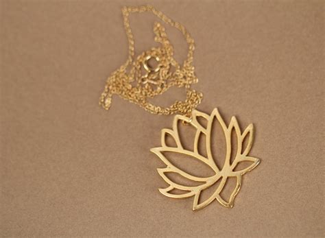 Lotus Necklace Gold Lotus Flower Necklace Blooming Flower Jewelry