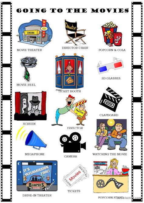 Going To The Movies Pictionary Pict English Esl Worksheets Pdf Doc