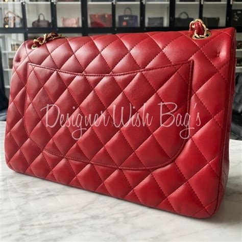 Chanel Jumbo Red Ghw 15b Designer Wishbags