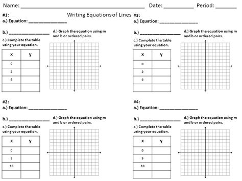 Writing Equations From Tables Worksheet Worksheets For Kindergarten