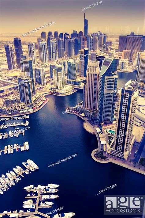 Skyscrapers And Yachts In Dubai Marina Dubai City Dubai United Arab