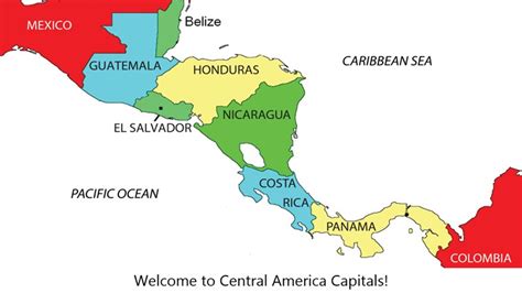 Central America Map With Capitals And Countries