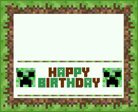 Free Minecraft Birthday Card Printables
