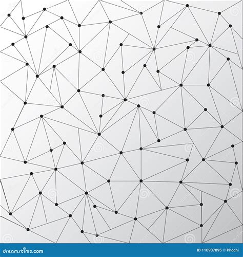 Abstract Triangles Outlines With Dots Connect On White Background