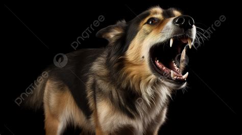 Perro Gritando Abiertamente Sobre Un Fondo Negro Imagen De Un Perro