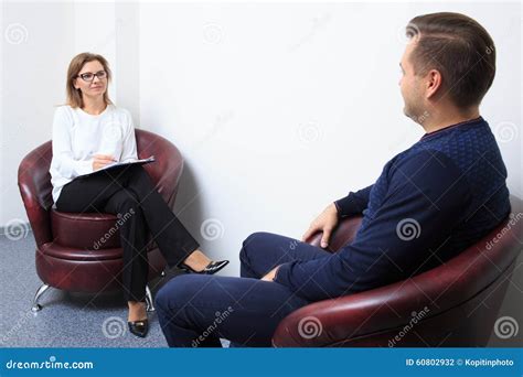 Psychologist Consulting Pensive Man During Stock Photo Image Of