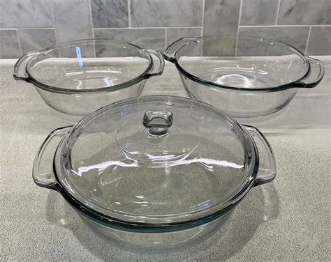 Vintage Anchor Hocking Clear Glass Casserole Dish 15 And 2 Etsy